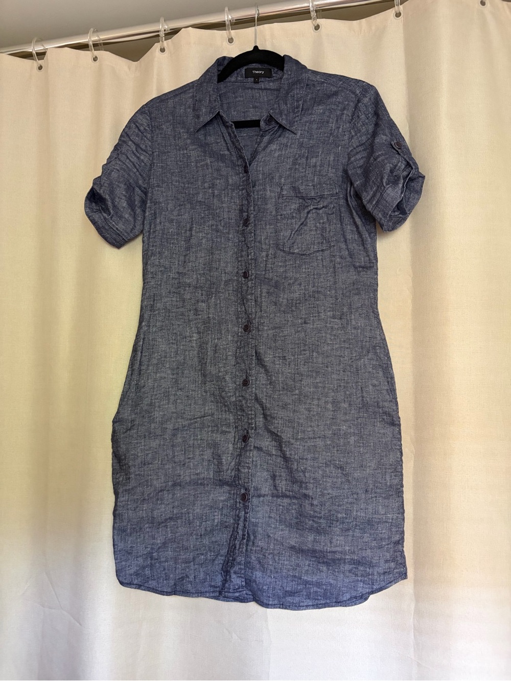 Theory Blue Linen Blend Mini Dress